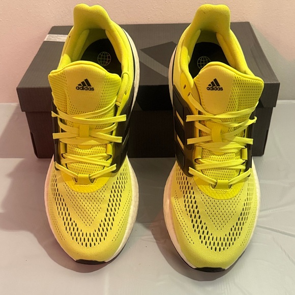 adidas Other - adidas Pure Boost 22 Bright Yellow Athletic Running Shoes with Black Accents